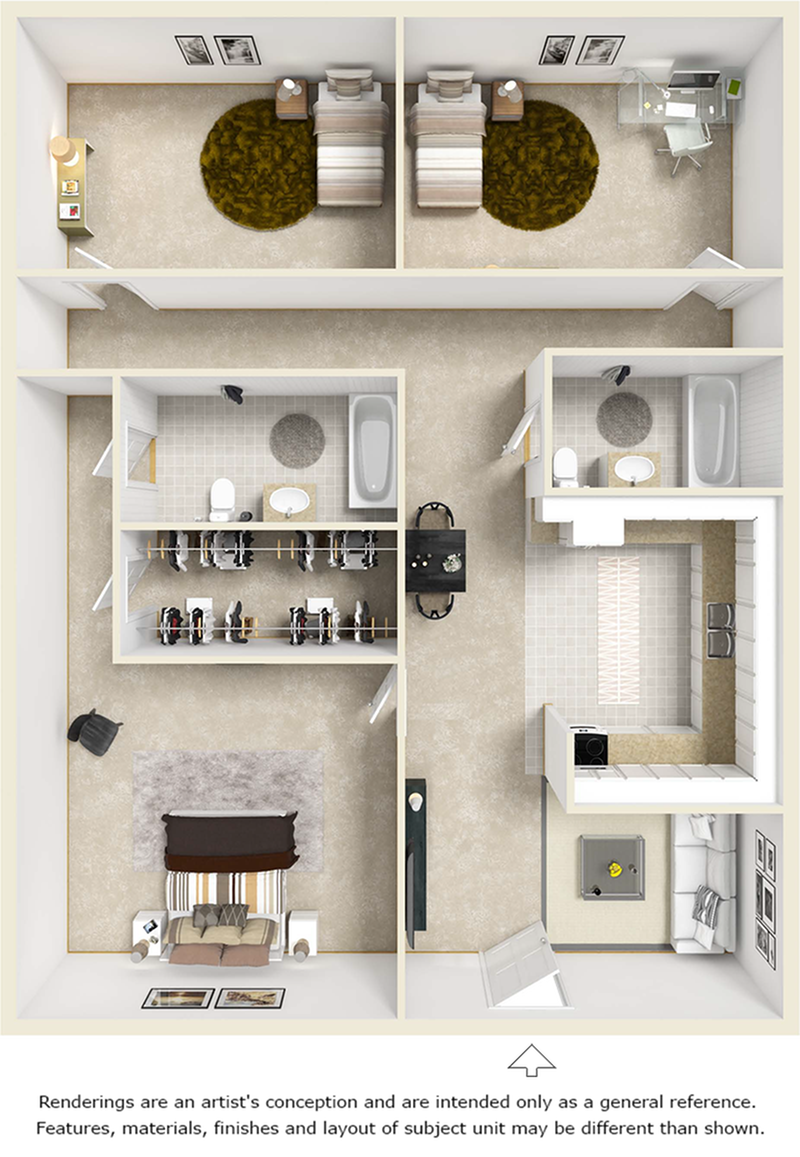 Bowden 3 bedroom 1 bathroom floor plan