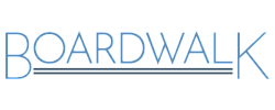 Elegant Boardwalk logo with sleek lines and modern font design, featuring a stylish blue color scheme.