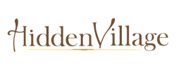Elegant Hidden Village logo in sophisticated brown lettering, exuding charm and exclusivity.