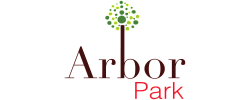Elegant logo design for Arbor Park featuring a stylized tree with vibrant green circles.