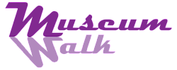 Vibrant Museum Walk logo featuring elegant purple typography with a stylish gradient effect.