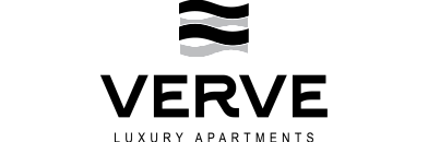 Sleek Verve Luxury Apartments logo featuring modern wave design.