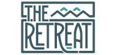 Modern logo design of The Retreat featuring artistic mountain motifs, conveying a serene escape.