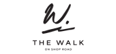 Modern logo design for The Walk on Shop Road, featuring sleek black typography and artistic script.