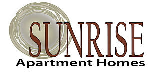 Elegant Sunrise Apartment Homes logo featuring a stylish circular design and bold lettering.