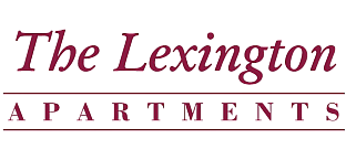 Elegant logo for The Lexington Apartments featuring classic serif typography in deep maroon.
