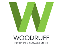 Dynamic Woodruff Property Management logo featuring a sleek, green letter W design.
