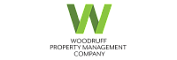 Modern logo for Woodruff Property Management Company featuring a green geometric 'W'.