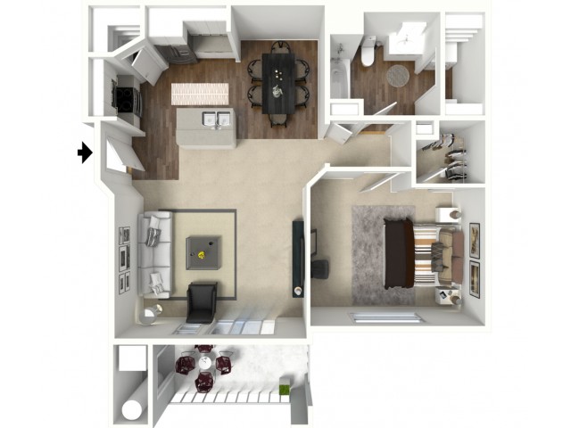 1 bedroom 1 bathroom Ashby Premier floor plan