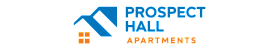 Prospect Hall Apartments logo featuring a modern house design and bold, vibrant text.