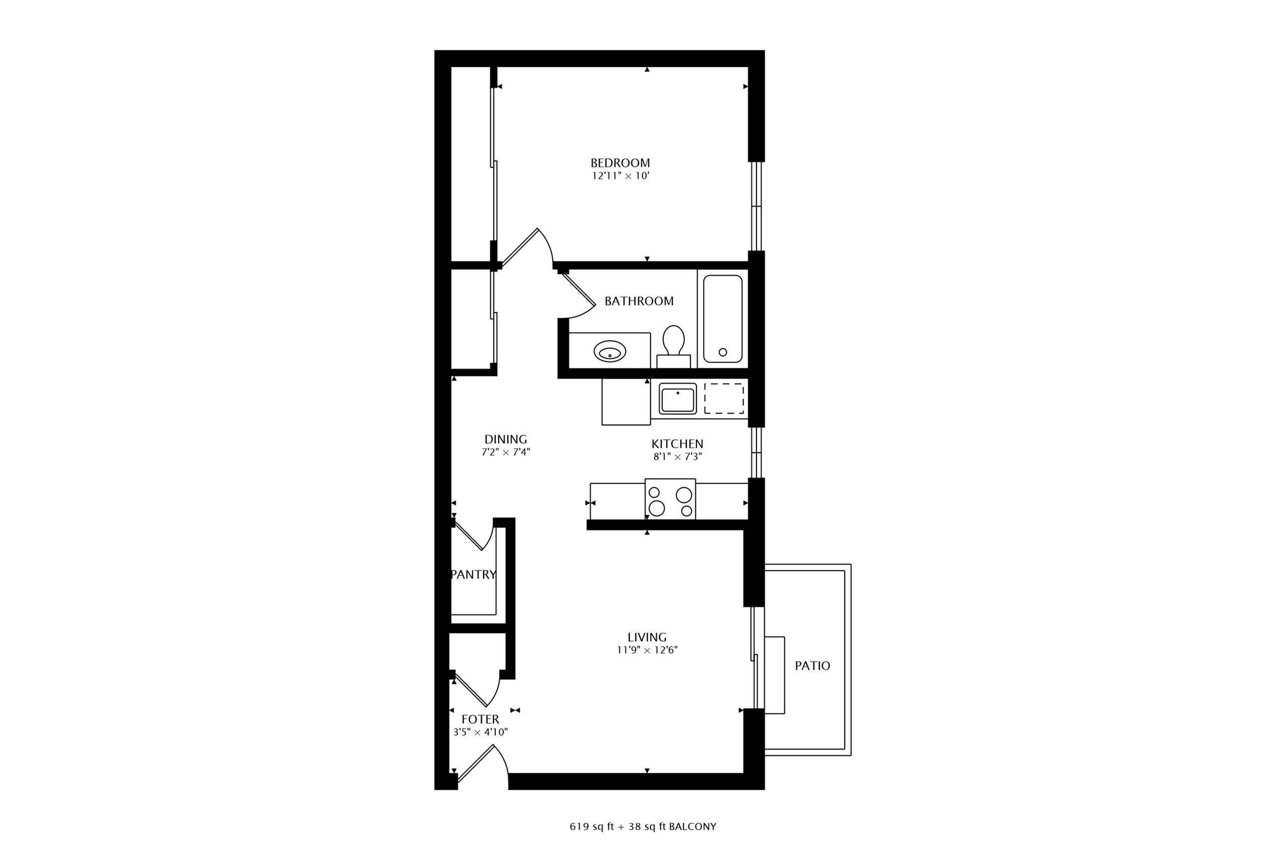 1x1 1 Bed Apartment Oakview Apartments