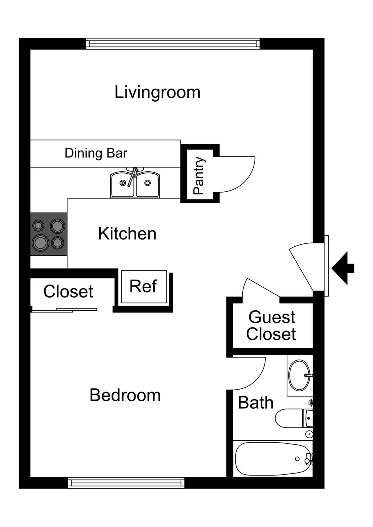1x1 1 Bed Apartment Rainier Apartments