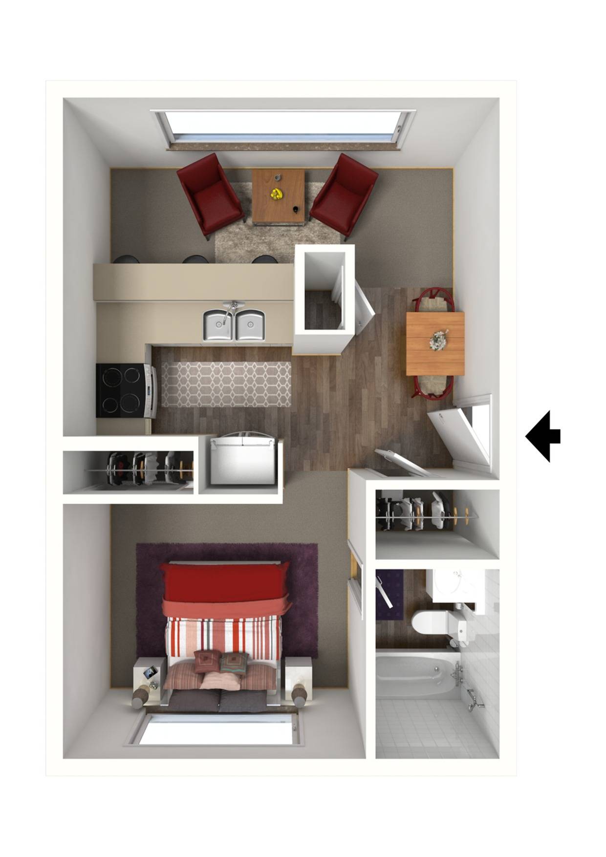 1x1 1 Bed Apartment Rainier Apartments