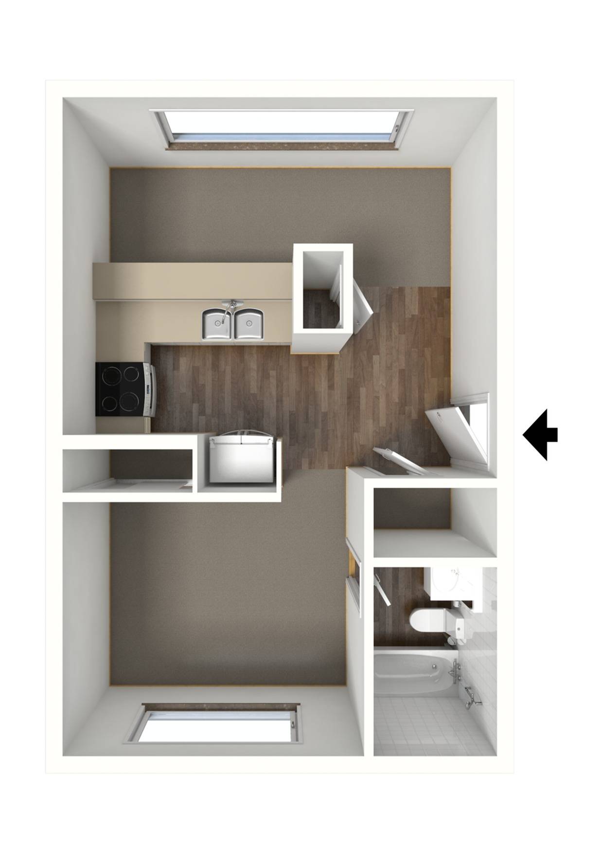 1x1 1 Bed Apartment Rainier Apartments