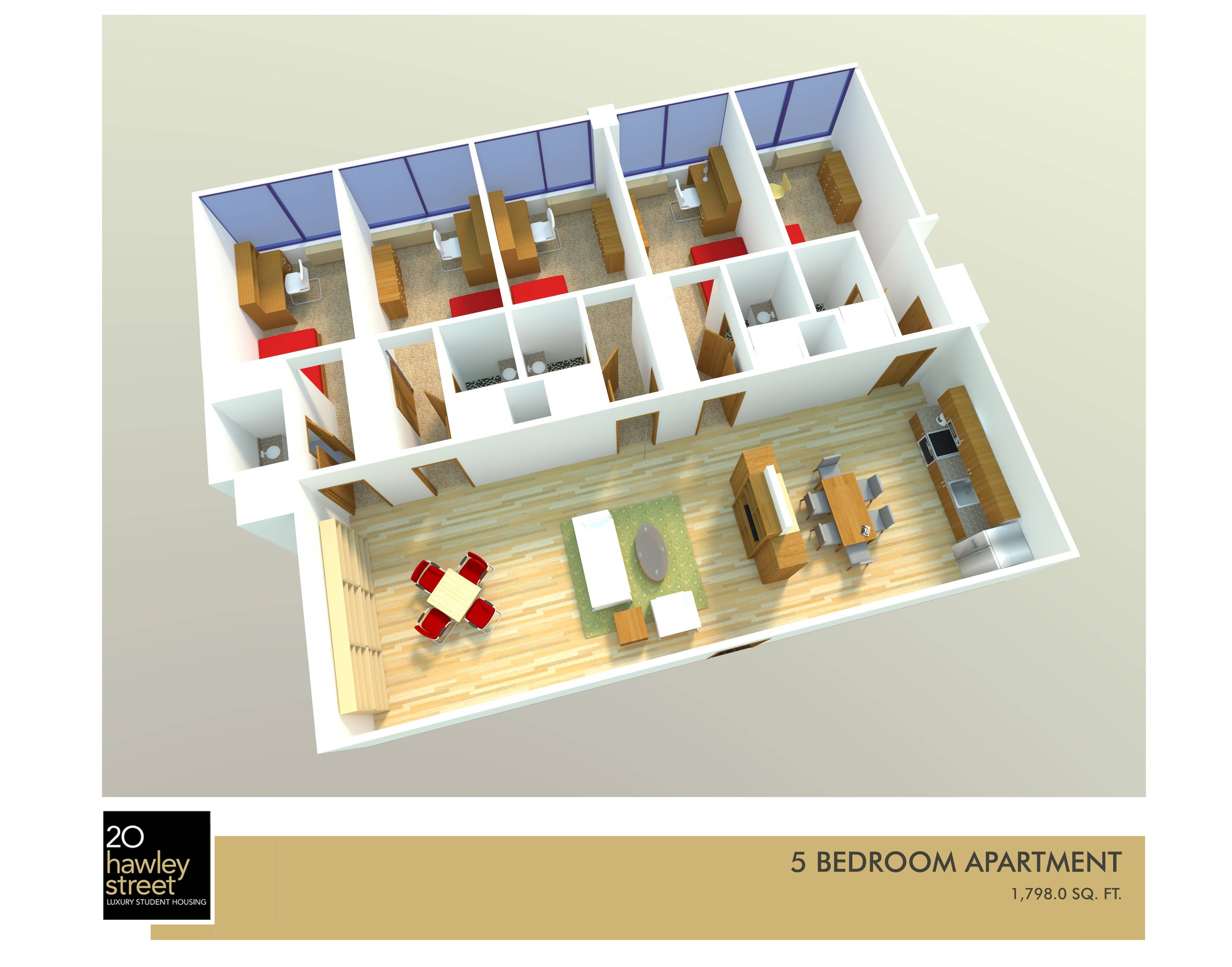 5x5 5 Bed Apartment 20 Hawley