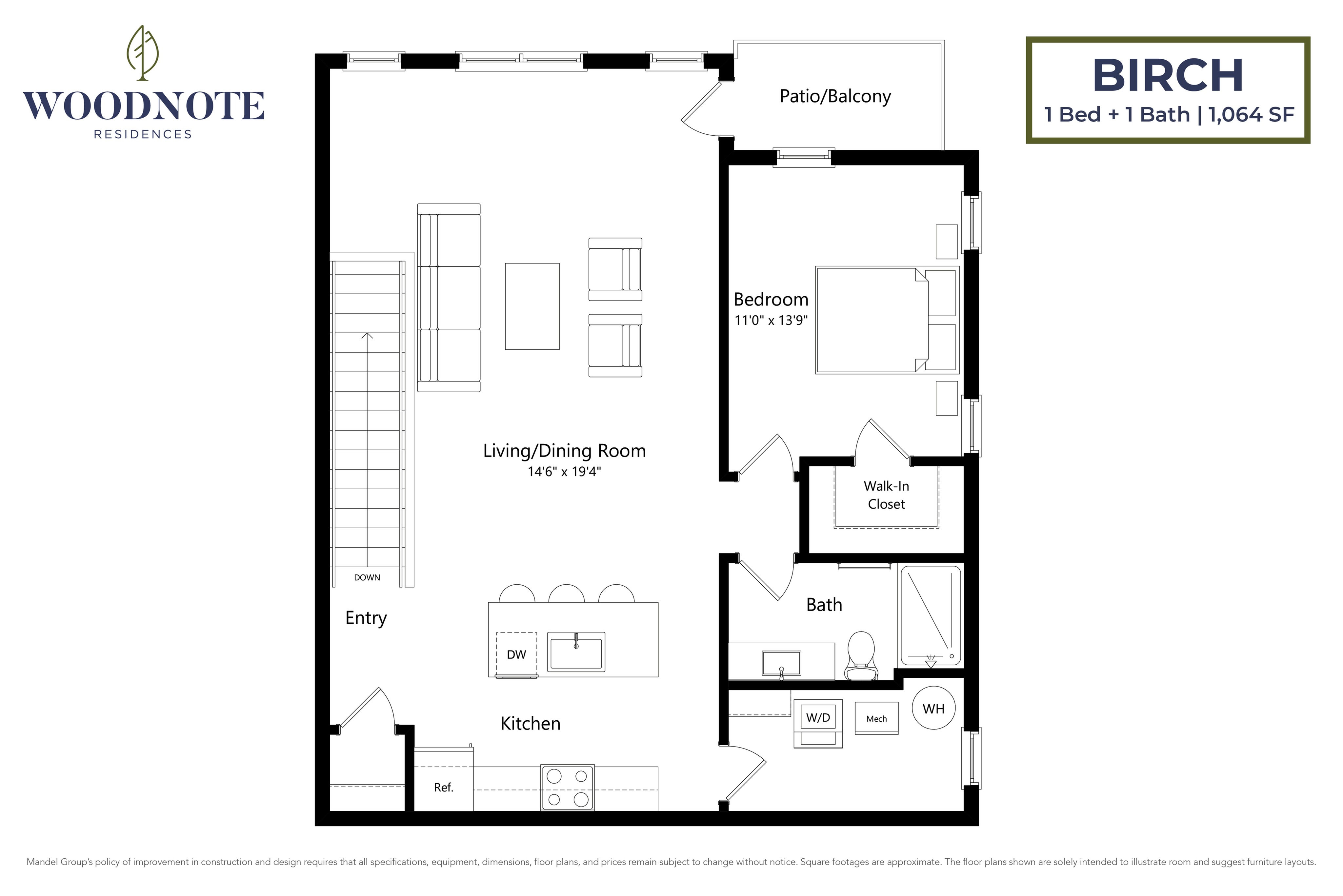 Birch 1 Bed Apartment Woodnote Residences