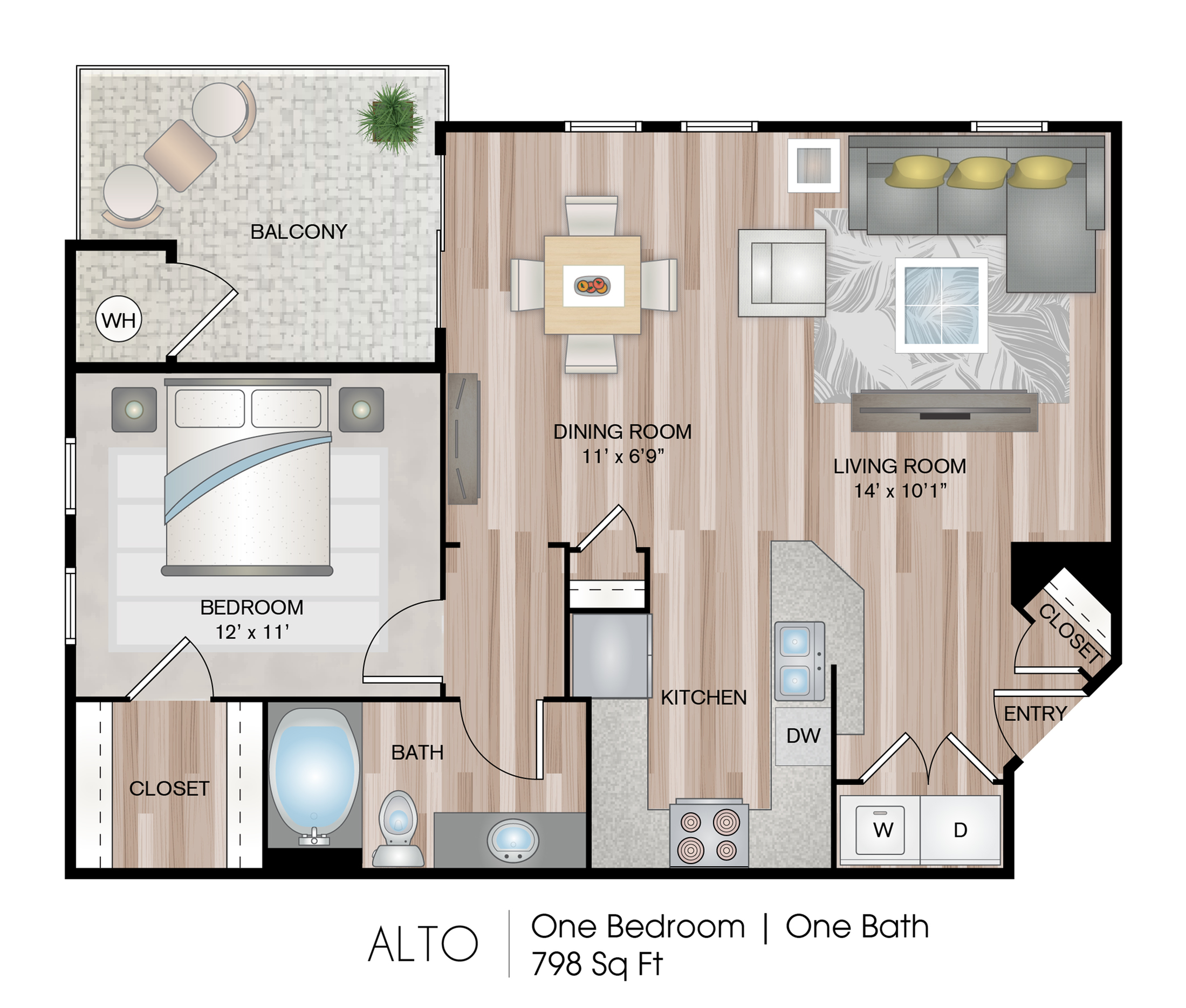 one room apartment layout