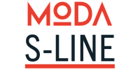 Vibrant MODA S-LINE logo with bold red and black typography.