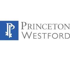 Elegant Princeton Westford logo featuring a stylized P against a blue square background.