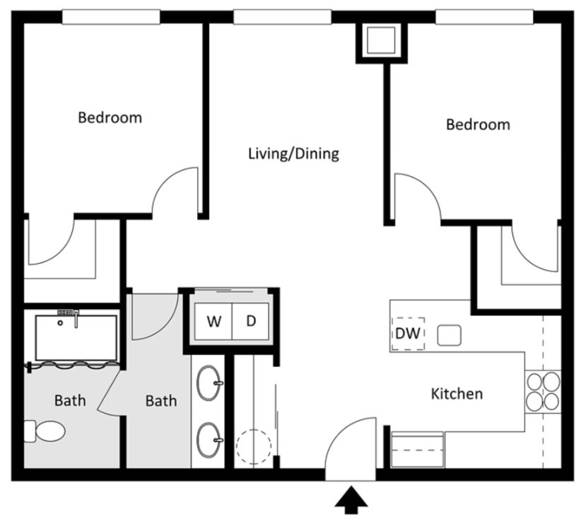 Two Bedroom 2 Bed Apartment The Meridian Apartments