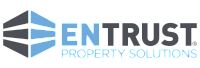 Logo of Entrust Property Solutions with a geometric design in blue and black.