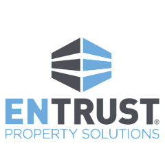 Innovative logo for Entrust Property Solutions featuring a modern blue and gray cube design.