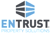 Sleek Entrust Property Solutions logo design with bold lettering and geometric shapes, conveying trust and innovation.