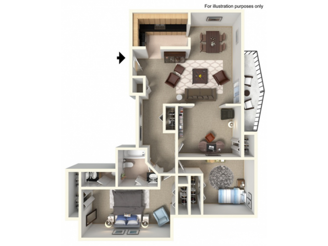 2 Bedroom, 1.5 Bathroom wDen