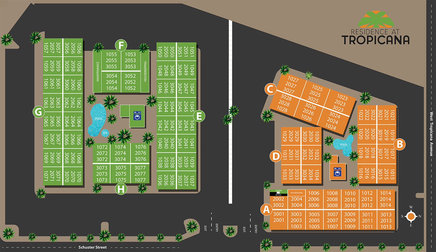 Residence at Tropicana Apartments Community Map