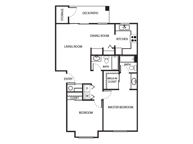 B1 Floor Plan | 2 Bedroom with 2 Bath | 930 Square Feet | Scott Mountain | Apartment Homes