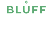 Elegant logo for Bluff showcasing modern typography with a minimalist green design accent.