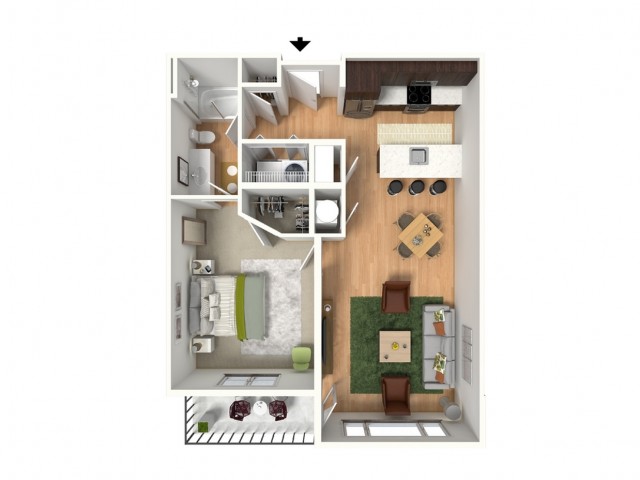 A2 | 1 Bed Apartment | Summit Square Apartments