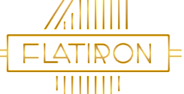 Elegant Flatiron logo featuring sleek golden lines with modern design elements.
