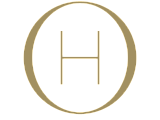 Elegant circular logo featuring a bold letter 'H' against a sophisticated gold and white color scheme.