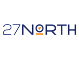 Modern logo of '27North' with a sleek, navy blue font and an eye-catching orange accent.