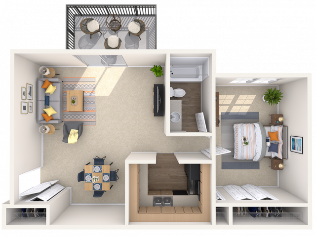 one room apartment layout