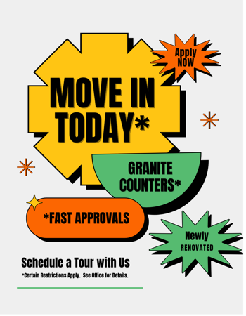 Please call today to set up a time to visit and learn about the Specials and Availability we are currently offering. To opt in for Texting, text ALORAAPTS to 51378.  Message and data rates may apply.  Message frequency varies.  Reply HELP for help or STOP to opt out.  https://www.entrata.com/help/