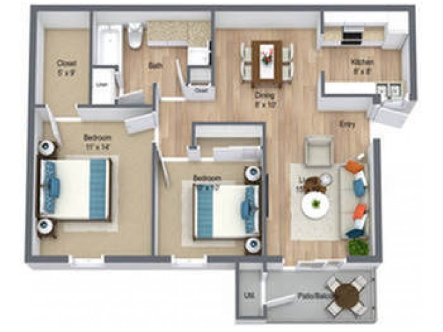Two Bedroom/ One Bath 850 sq feet