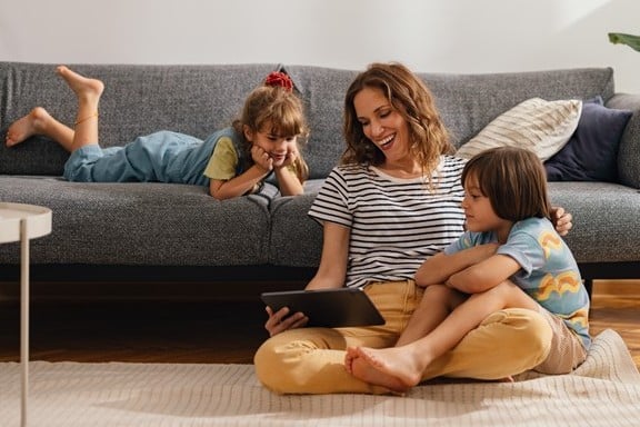 Family Enjoying quality time in living room