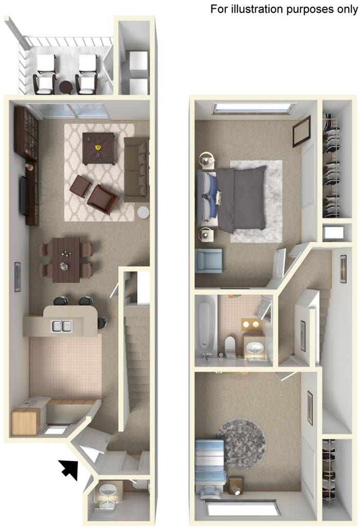 Two Bedroom, 1.5 Bath Townhome