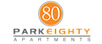Logo for Park 80 Apartments with a modern and vibrant design featuring an orange circle and bold typography.