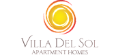 Elegant Villa Del Sol Apartment Homes logo featuring a vibrant, sun-inspired design with warm, inviting colors.