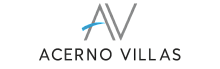 Elegant Acerno Villas logo featuring a modern design with sleek lines and a subtle blue accent.
