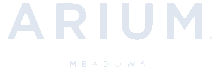 Elegant ARIUM Meadows logo on a sophisticated green background, showcasing modern and inviting branding.