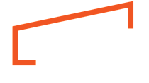 Modern logo design for a management company, featuring bold typography with a stylish orange architectural element.