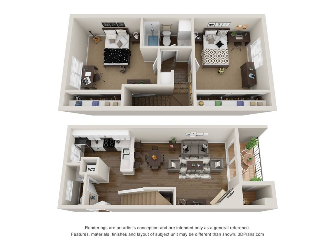 2x1.5 2 Bed Apartment Union Baseline