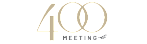 Elegant logo featuring the number 400 intertwined with the word 'Meeting', showcasing a modern and sophisticated design.