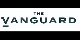 Sleek and modern logo design with bold typography for The Vanguard.