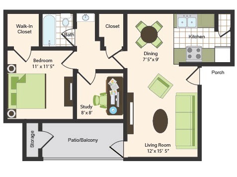C | 2x1 | 709 sq ft