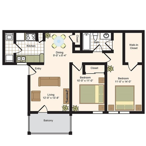 B3 | 2x2 | 858 sq ft